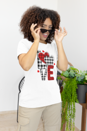 Valentine Red & Black Buffalo LOVE Short-Sleeve Unisex T-Shirt