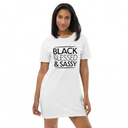 Black Blessed & Sassy Organic cotton white t-shirt dress