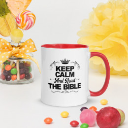 Keep Calm And Read The Bible Mug with Color Inside