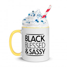 Black Blessed & Sassy Mug with Color Inside